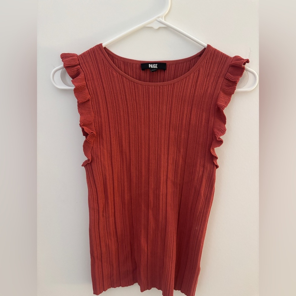 PAIGE Terracotta Ruffle Sleeve Top